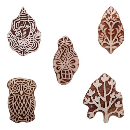 Set of 5 Piece New Mix Wooden Printing Blocks